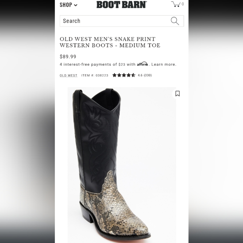 Old West Men's Snake Print Boots